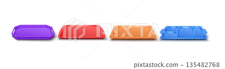 Colorful Plastic Serving and Compartmental Trays 135482768