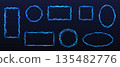 Set of Glowing Electric Frames on Dark Background 135482776