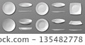 Collection of Realistic Ceramic Plates on Transparent Background 135482778