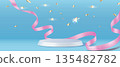 Festive Celebration Podium with Confetti and Ribbon 135482782