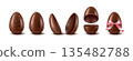Set of Chocolate Eggs with Sprinkles and Ribbon 135482788