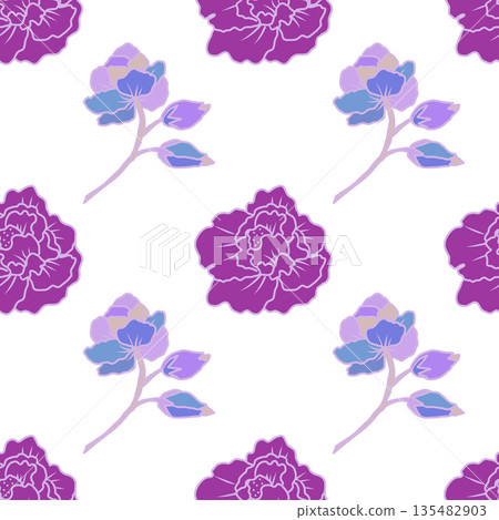 Beautiful floral seamless pattern with pink and violet flowers. Vector floral background. 135482903