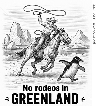 funny satirical illustration anti USA invasion of Greenland protest poster 135482995