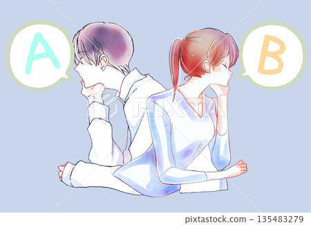 一男一女擦肩而過，分別稱為A和B 135483279