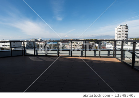 View of Mt. Fuji and Fujisawa cityscape from the roof terrace of Shonan Enoshima Station View of Mt. Fuji and Fujisawa cityscape from the roof terrace of Shonan Enoshima Station 135483403