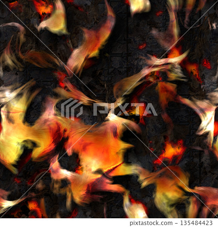 Vibrant fire seamless pattern with swirling flames. 135484423