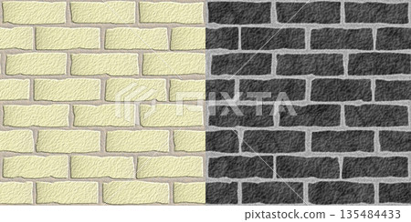 Seamless pattern of clay brick wall. Hi-res texture. Brick background via an alpha channel. 135484433