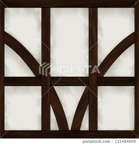 Vintage window frame in country house or cabin. Hi-res (8000x8000) texture. 135484609