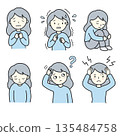 Illustration set of women with anxiety and worries | Material for employment transition and mental support 135484758