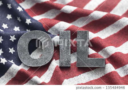 Oil inscription on American flag Oil inscription on American flag 135484946