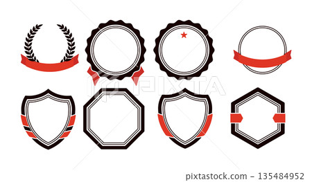 A set of frames of various shapes and in the form of a shield without a background. A set of frames of various shapes and in the form of a shield without a background. 135484952