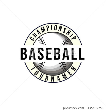 Minimalist Baseball Championship Tournament Logo in Circle Shape. Suitable for Baseball Tournaments, Championships, Leagues, and School Competitions. Minimalist Baseball Championship Tournament Logo in Circle Shape. Suitable for Baseball Tournaments, Championships, Leagues, and School Competitions. 135485753