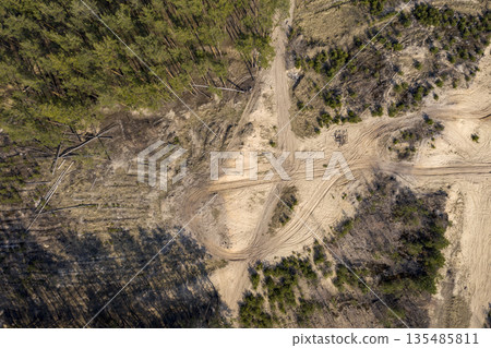 country road, view from above, aerial view 135485811