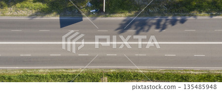 asphalt road, view from above asphalt road, view from above 135485948