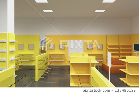 shopping mall, interior visualization, 3D illustration 135486152