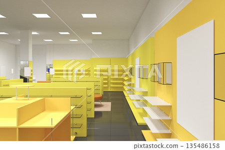 shopping mall, interior visualization, 3D illustration 135486158