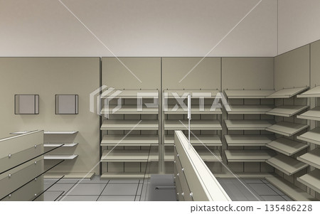 shopping mall, interior visualization, 3D illustration 135486228