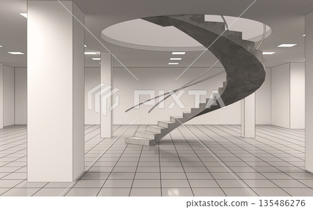 empty room, interior visualization, 3D illustration empty room, interior visualization, 3D illustration 135486276