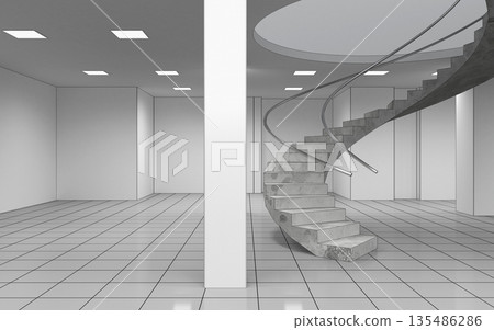 empty room, interior visualization, 3D illustration 135486286