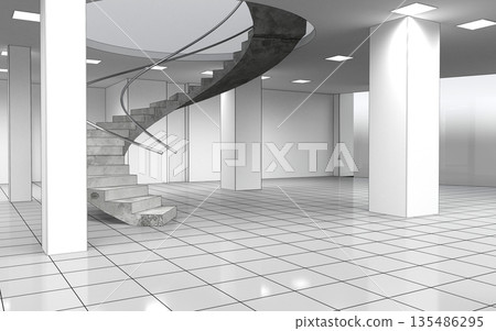 empty room, interior visualization, 3D illustration empty room, interior visualization, 3D illustration 135486295