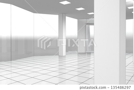 empty room, interior visualization, 3D illustration empty room, interior visualization, 3D illustration 135486297