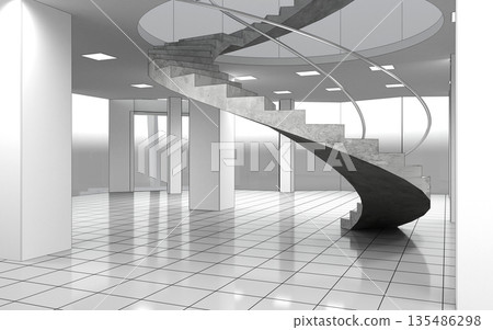 empty room, interior visualization, 3D illustration empty room, interior visualization, 3D illustration 135486298