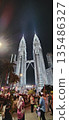 Petronas Twin Towers at Night, Kuala Lumpur City Landmark with Modern Architecture 135486327