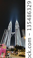 Petronas Twin Towers at Night in Kuala Lumpur, Malaysia 135486329