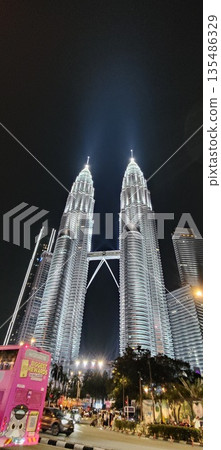 Petronas Twin Towers at Night in Kuala Lumpur, Malaysia 135486329