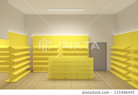 shopping mall, interior visualization, 3D illustration 135486445