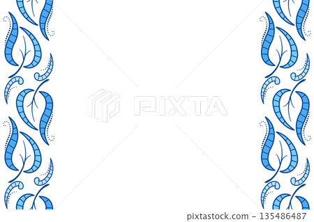 seamless border of filigree blue curved leaves seamless border of filigree blue curved leaves 135486487