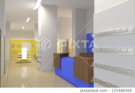 commercial premises, shop, interior visualization, 3D illustration commercial premises, shop, interior visualization, 3D illustration 135486508