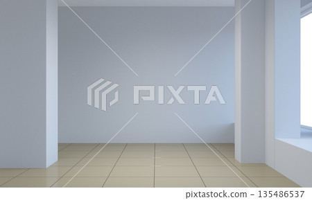 empty pavilion, interior visualization, 3D illustration empty pavilion, interior visualization, 3D illustration 135486537