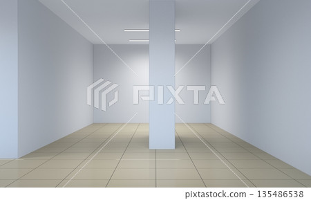 empty pavilion, interior visualization, 3D illustration empty pavilion, interior visualization, 3D illustration 135486538