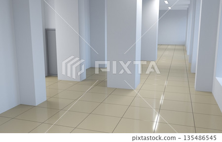 empty pavilion, interior visualization, 3D illustration empty pavilion, interior visualization, 3D illustration 135486545
