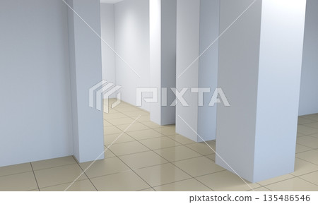 empty pavilion, interior visualization, 3D illustration empty pavilion, interior visualization, 3D illustration 135486546