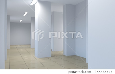 empty pavilion, interior visualization, 3D illustration empty pavilion, interior visualization, 3D illustration 135486547