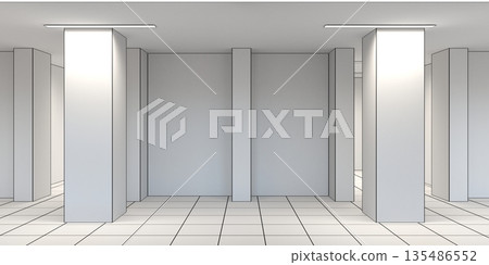 empty pavilion, interior visualization, 3D illustration 135486552