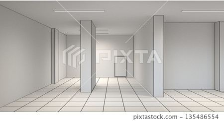 empty pavilion, interior visualization, 3D illustration empty pavilion, interior visualization, 3D illustration 135486554
