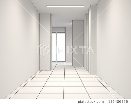 empty pavilion, interior visualization, 3D illustration empty pavilion, interior visualization, 3D illustration 135486556