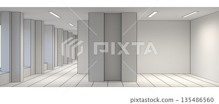 empty pavilion, interior visualization, 3D illustration 135486560