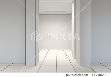 empty pavilion, interior visualization, 3D illustration 135486569