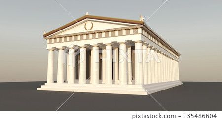 Parthenon, ancient greek temple, visualization, 3D illustration 135486604