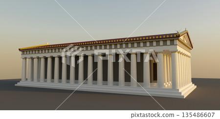 Parthenon, ancient greek temple, visualization, 3D illustration 135486607