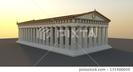 Parthenon, ancient greek temple, visualization, 3D illustration 135486609