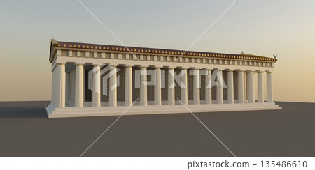 Parthenon, ancient greek temple, visualization, 3D illustration 135486610