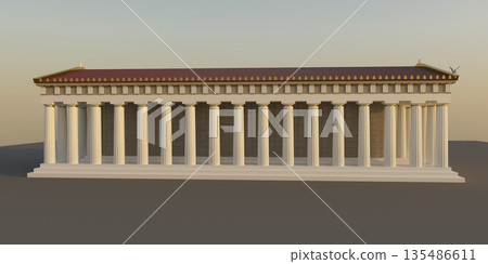 Parthenon, ancient greek temple, visualization, 3D illustration 135486611