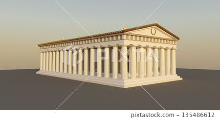 Parthenon, ancient greek temple, visualization, 3D illustration 135486612
