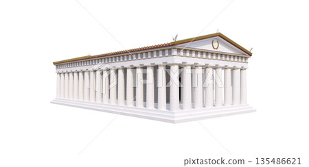 Parthenon, ancient greek temple, visualization, 3D illustration 135486621