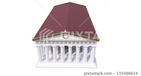 Parthenon, ancient greek temple, visualization, 3D illustration 135486624